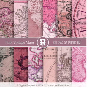 Kit Digital Papéis Mapas - Bloss 34