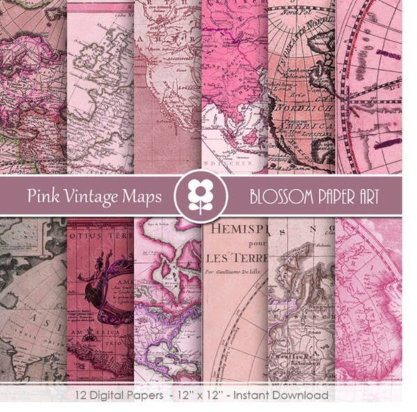 Kit Digital Papéis Mapas - Bloss 34