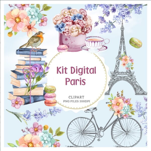 KIT DIGITAL PARIS AQUARELA
