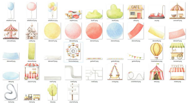 Kit Digital Parque De Diversões Aquarela - Imagem 2