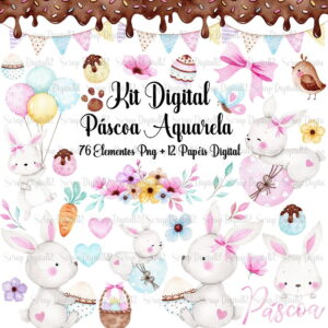 Kit Digital - Páscoa Aquarela