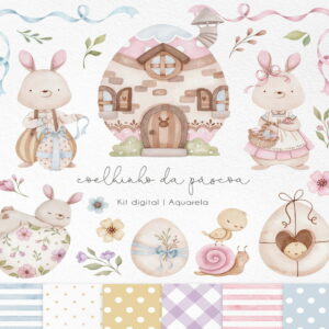 Kit Digital Páscoa Aquarela