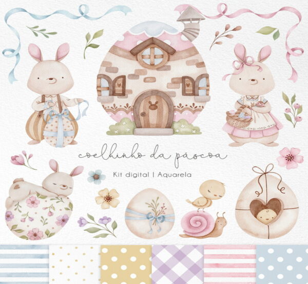Kit Digital Páscoa Aquarela
