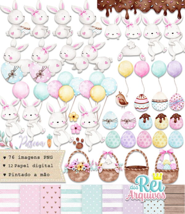 Kit digital Páscoa Aquarela Scrapbook