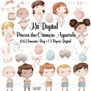 Kit Digital - Páscoa das Crianças Aquarela