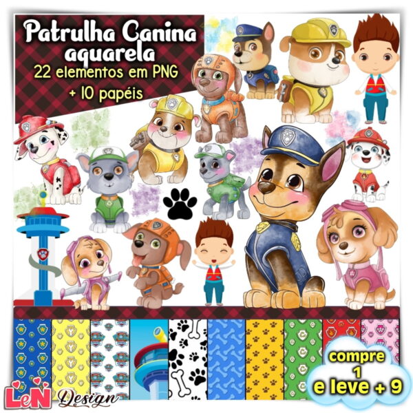 Kit Digital Patrulha Canina Aquarela