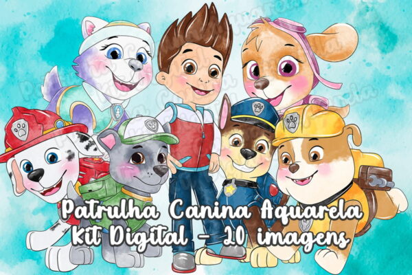 Kit Digital Patrulha Canina Aquarela - com 20 Imagens