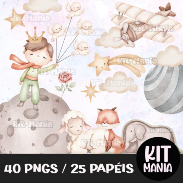 Kit Digital Pequeno Príncipe Aquarela - Image 2