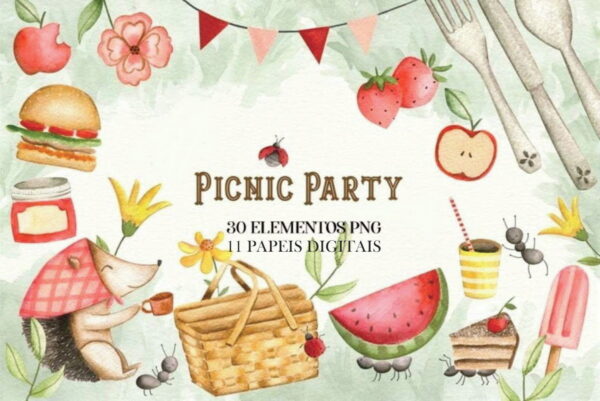 Kit Digital Picnic Aquarela