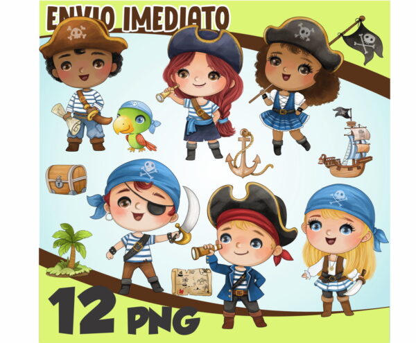 Kit Digital Piratas Cute Aquarela