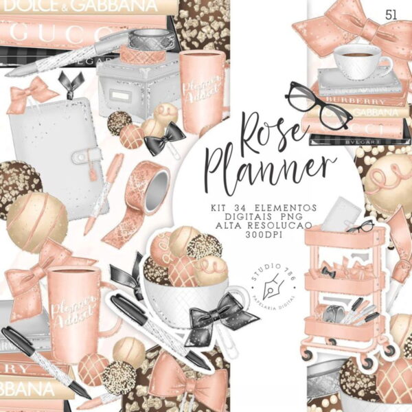 Kit Digital Planner Rose Home Office Aquarela 34 PNG -C.051