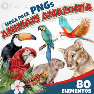 Kit Digital Png Animais Amazonia Aquarela (pague 1 Leve 3)