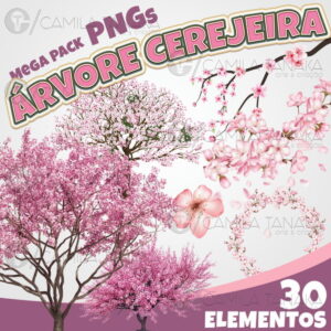 Kit Digital Png Arvore Cerejeira Aquarela (pague 1 Leve 3)