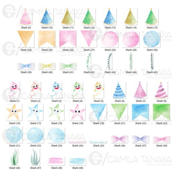 Kit Digital Png Baby Shark Aquarela (pague 1 Leve 3) - Image 2