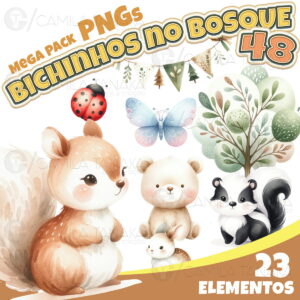 Kit Digital Png Bichinhos no Bosque 48 (pague 1 Leve 3)