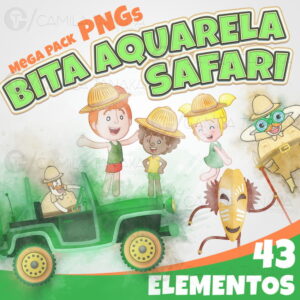 Kit Digital Png Bita Safari Aquarela (pague 1 Leve 3)