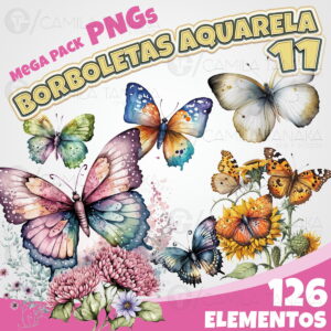 Kit Digital Png Borboletas Aquarela 11 (pague 1 Leve 3)
