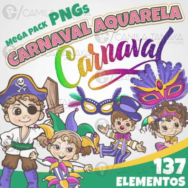 Kit Digital Png Carnaval Aquarela (pague 1 Leve 3)