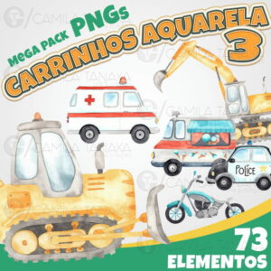 Kit Digital Png Carrinhos Aquarela 3 (pague 1 Leve 3