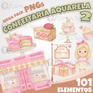 Kit Digital Png Confeitaria Aquarela 2 (pague 1 Leve 3)