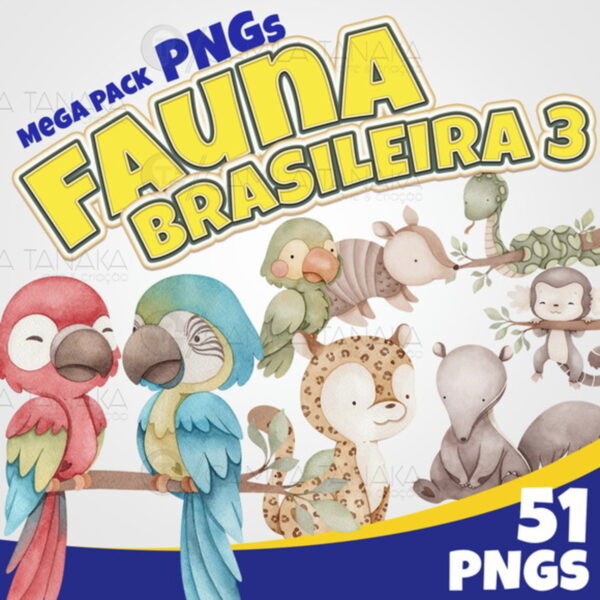 Kit Digital Png Fauna Brasileira Aquarela 3 (pague 1 Leve 3