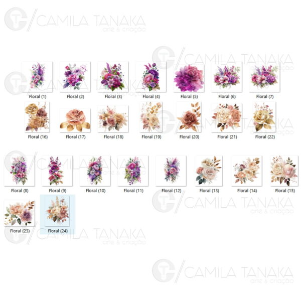 Kit Digital Png Floral Aquarela 26 (pague 1 Leve 3) - Image 2