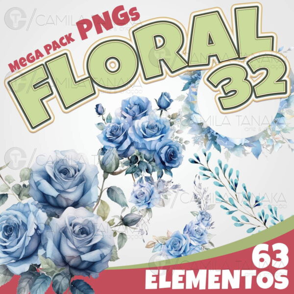 Kit Digital Png Floral Aquarela 32 (pague 1 Leve 3)