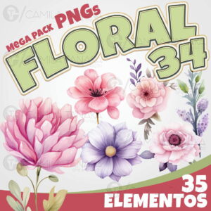 Kit Digital Png Floral Aquarela 34 (pague 1 Leve 3)