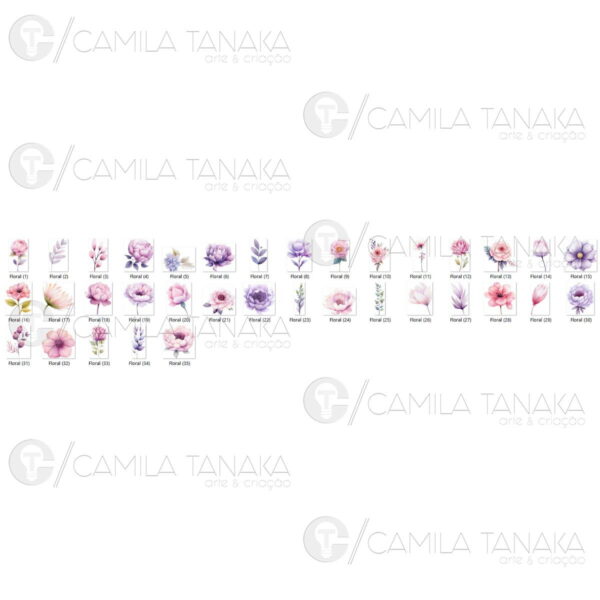 Kit Digital Png Floral Aquarela 34 (pague 1 Leve 3) - Image 2
