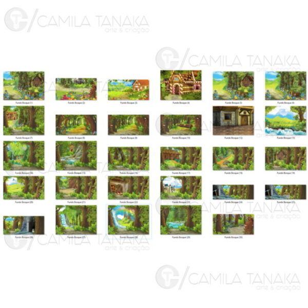 Kit Digital Png Fundo Bosque Aquarela (pague 1 Leve 3) - Image 2