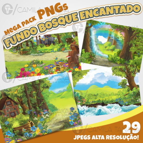 Kit Digital Png Fundo Bosque Aquarela (pague 1 Leve 3)