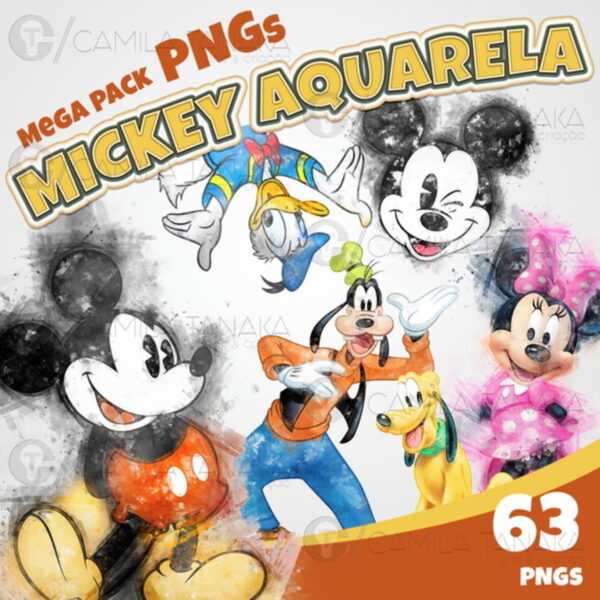 Kit Digital Png Mickey Aquarela(pague 1 Leve 3)