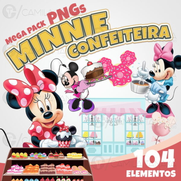 Kit Digital Png Minnie Confeiteira (pague 1 Leve 3)