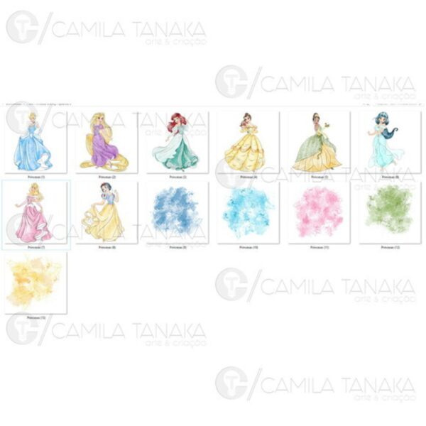 Kit Digital Png Princesas Aquarela 3 (pague 1 Leve 3) - Imagem 2