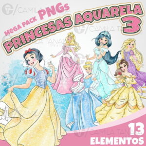Kit Digital Png Princesas Aquarela 3 (pague 1 Leve 3)