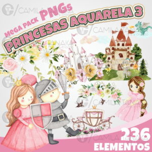 Kit Digital Png Princesas Aquarela 3 (pague 1 Leve 3)