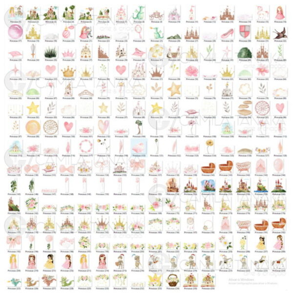 Kit Digital Png Princesas Aquarela 3 (pague 1 Leve 3) - Imagem 2
