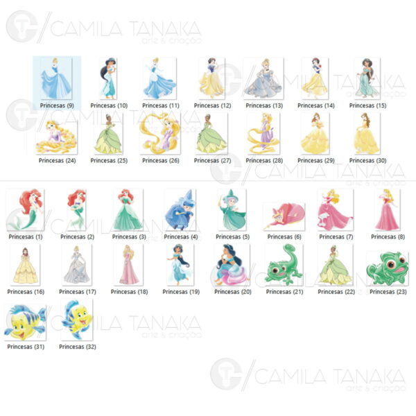 Kit Digital Png Princesas Disney Aquarela 17(pague 1 Leve 3) - Imagem 2