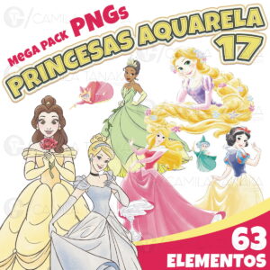 Kit Digital Png Princesas Disney Aquarela 17(pague 1 Leve 3)