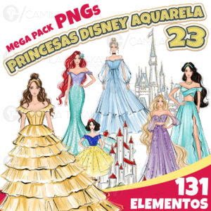 Kit Digital Png Princesas Disney Aquarela 23(pague 1 Leve 3)