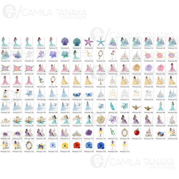 Kit Digital Png Princesas Disney Aquarela 23(pague 1 Leve 3) - Imagem 2