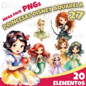 Kit Digital Png Princesas Disney Aquarela 27(pague 1 Leve 3)