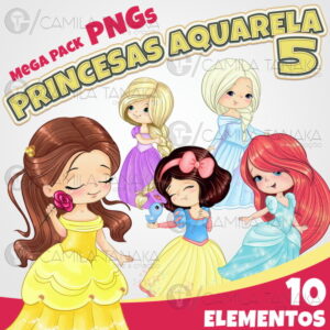 Kit Digital Png Princesas Disney Aquarela 5 (pague 1 Leve 3)