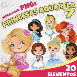 Kit Digital Png Princesas Disney Aquarela 7 (pague 1 Leve 3)