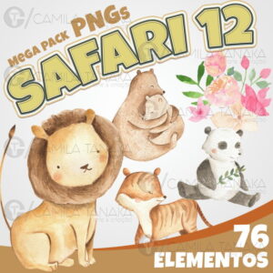 Kit Digital Png Safari 12 Aquarela (pague 1 Leve 3)