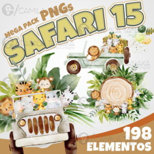 Kit Digital Png Safari 15 Aquarela (pague 1 Leve 3)
