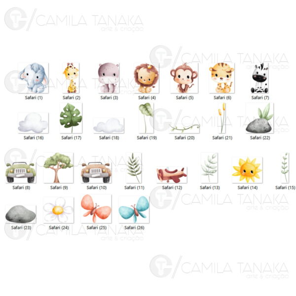 Kit Digital Png Safari 44 Aquarela (pague 1 Leve 3) - Image 2