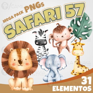Kit Digital Png Safari Aquarela 57 (pague 1 Leve 3)