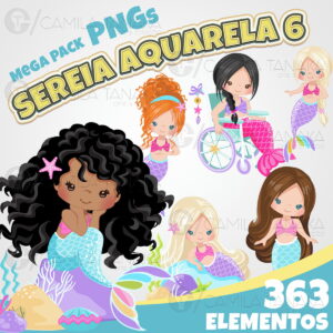 Kit Digital Png Sereia Aquarela 6 (pague 1 Leve 3)