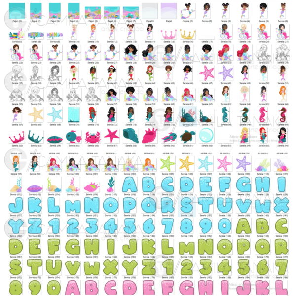Kit Digital Png Sereia Aquarela 6 (pague 1 Leve 3) - Image 2